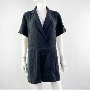 COSETTE Size M Black Short Sleeve Blazer Lapel Collar Romper